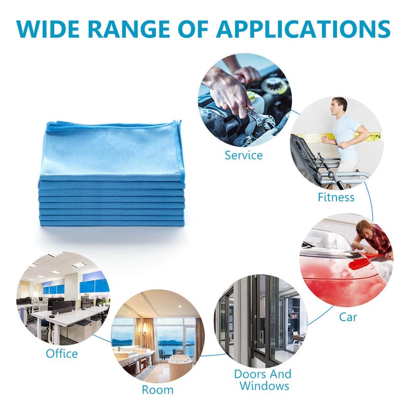 ZHIDIAN Window Glass Microfiber Cleaning Cloth - 8Pack Premium Lint Free Mirrors Polishing Rags, Eye Glasses Shower Glass Cleaner Towels, Wipes for Car Windows, Blue-12x12â€ - Image 5